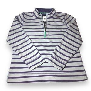 Boden Women’s Striped Pullover Quarter Zip - Size 10 Blue/Purple - 100% Cotton
